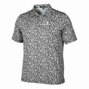 Straight Down Golf Polo Shirt Men's L Black Floral Print UPF 50 Short